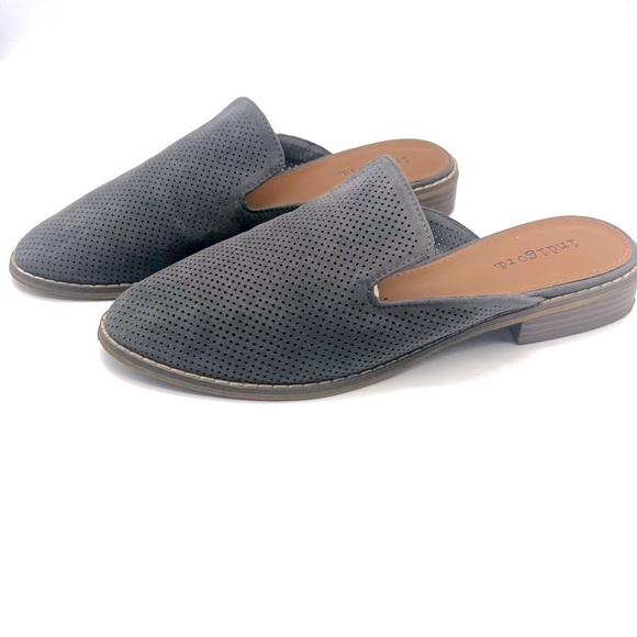 Indigo Shoes - Indigo Rd. Suede Almond Toe Slip-on Mules in Blue Size 7M